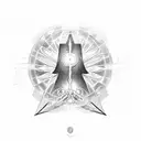 Nikola Tesla power circle woth right eagle wing tattoo design idea