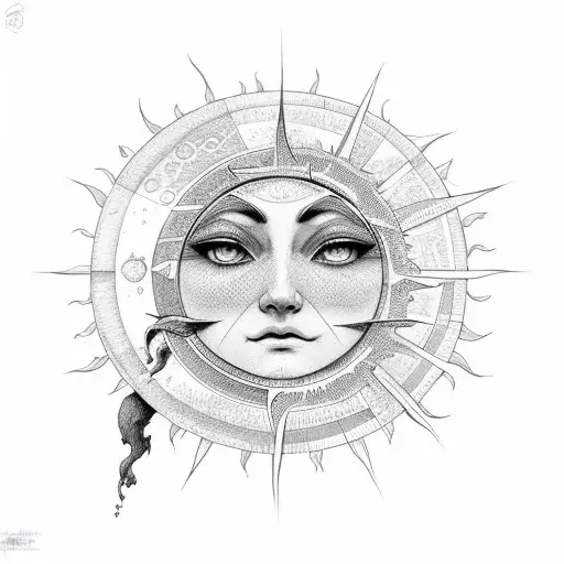 Sun and Moon tattoo design idea