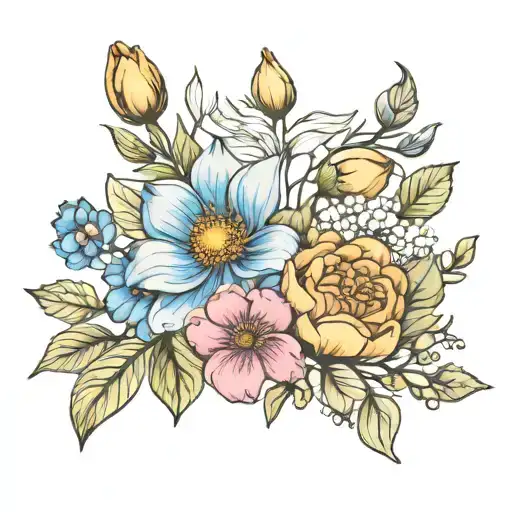 2 march birth flowers with 2 December birth flower tattoo design idea