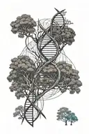 Dna chain and tree tattoo design idea