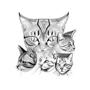 three cat heads tattoo design idea