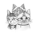 three cat heads tattoo design idea