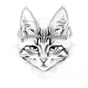 three cat heads tattoo design idea
