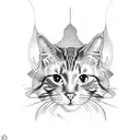 three cat heads tattoo design idea
