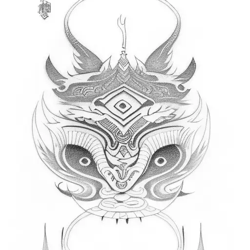 Design a tattoo of a Hmong ancestral spirit guardian with a modern twist tattoo design idea