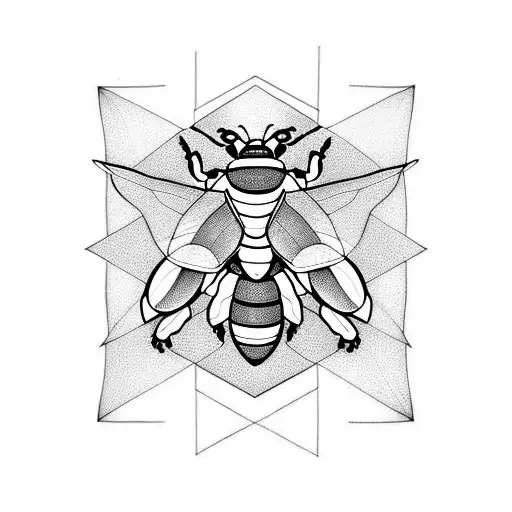 Bumble bees and flowers tattoo design idea