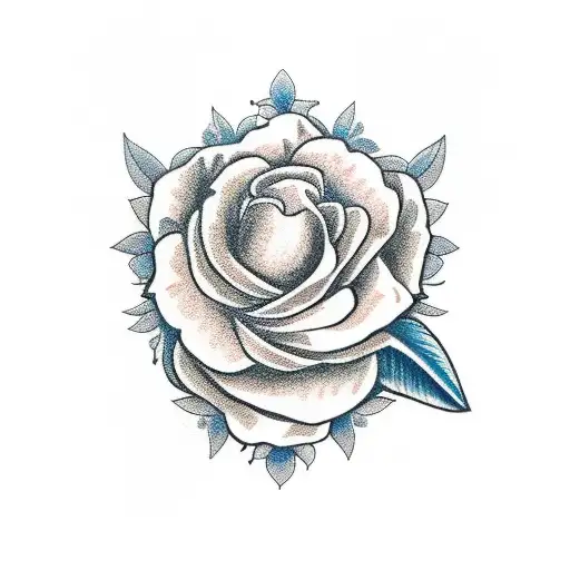 lady with dagger with colored flowers tattoo design idea