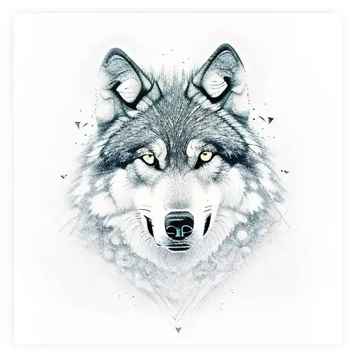 mountain trees and fog with snarling wolf walk up tattoo design idea