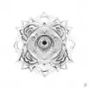 mandala with a raven, earth elements, galaxy, infinity, roses, and dominance tattoo design idea