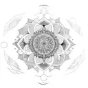 mandala with a raven, earth elements, galaxy, infinity, roses, and dominance tattoo design idea