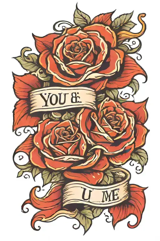 phrase "You & Me, Us, A Team, The Best" tattoo design idea