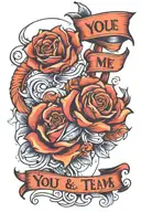 phrase "You & Me, Us, A Team, The Best" tattoo design idea