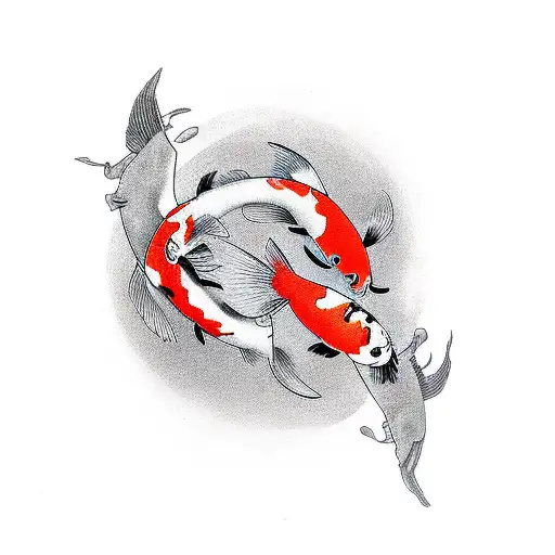 2 koi fish intertwine  tattoo design idea