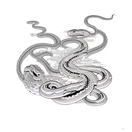 snake that has a purple, black, white and grey body tattoo design idea