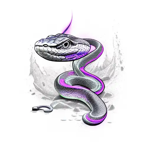 snake that has a purple, black, white and grey body tattoo design idea
