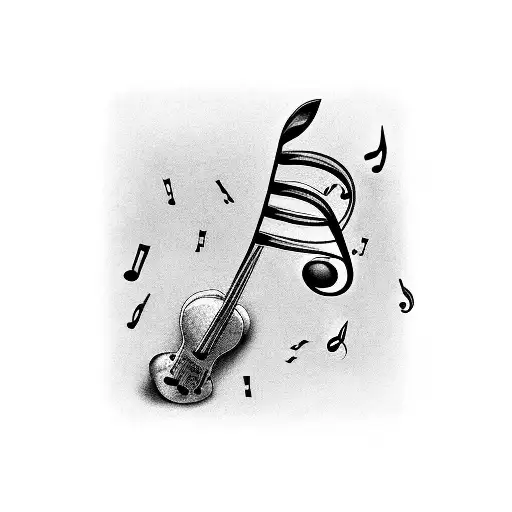 music note with RIP Melody tattoo design idea