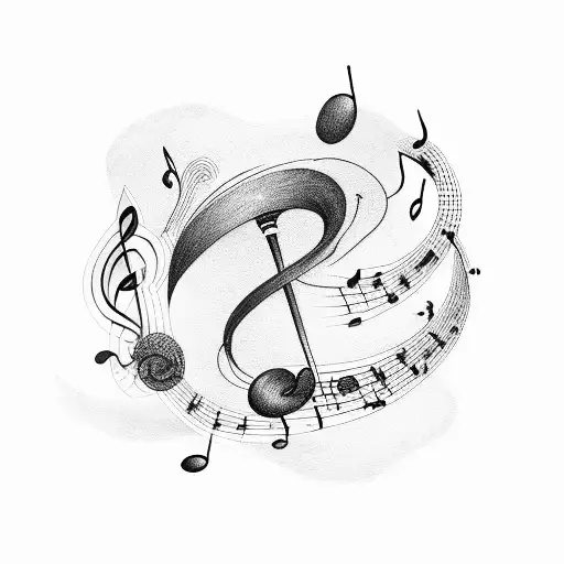 music note with RIP Melody tattoo design idea