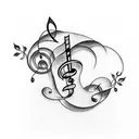 music note with RIP Melody tattoo design idea