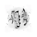 music note with RIP Melody tattoo design idea