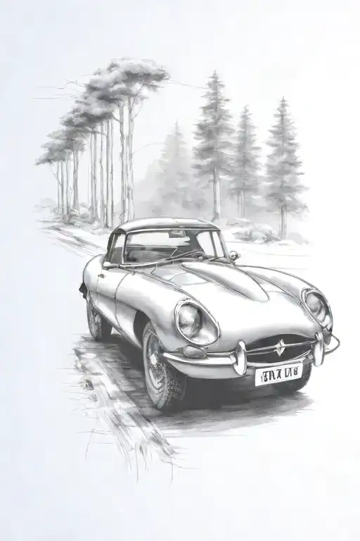 e type  car mountian road  background   tattoo design idea