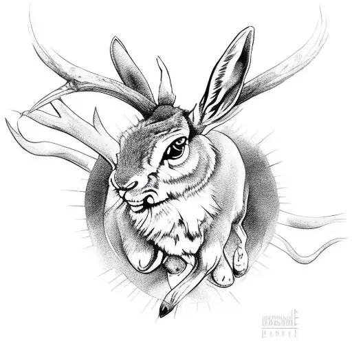 a jackalope riding a balance bike tattoo design idea