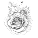 1978 Time clock with roses and doves tattoo design idea