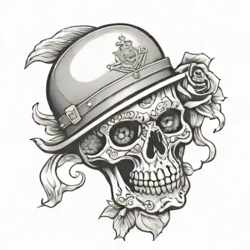day of the dead skull, marine corps, sons, love, policeman tattoo design idea