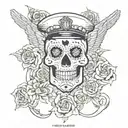 Day of dead, marine corps, police, sons, husband tattoo design idea
