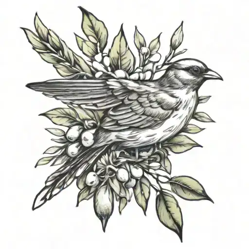 bird carrying olive branch tattoo design idea
