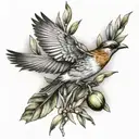 flying bird with olive branch tattoo design idea