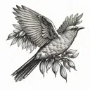 flying bird with olive branch tattoo design idea