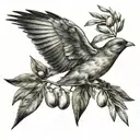 bird in flight while carrying olive branch tattoo design idea