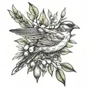 bird carrying olive branch tattoo design idea