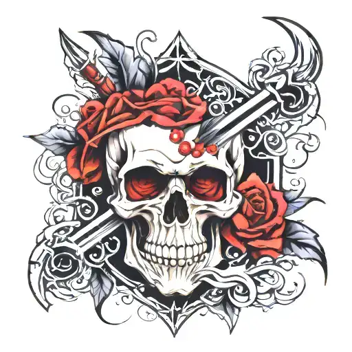outlaw Brothers skull tattoo design idea