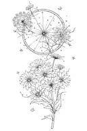 star, open heart, dandelion tattoo design idea