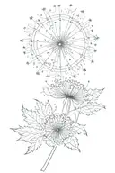 star, open heart, dandelion tattoo design idea