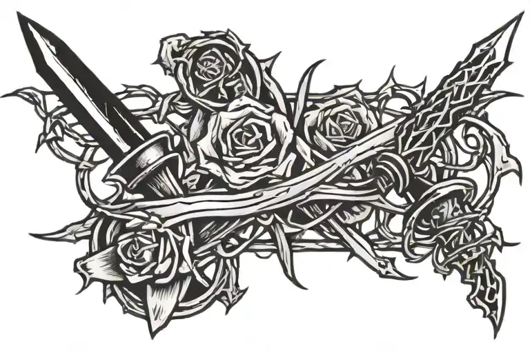 daggers and barbed wire tattoo design idea