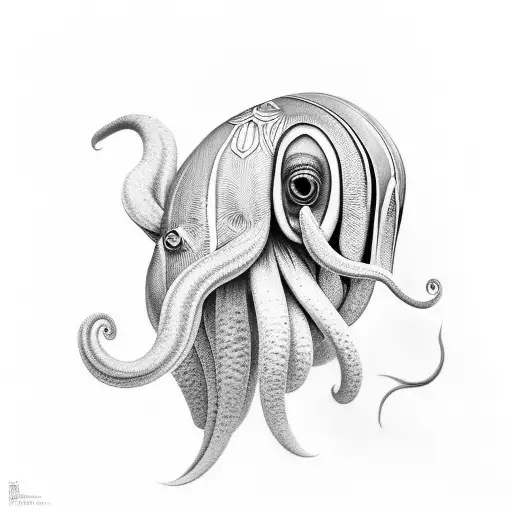realistic cuttlefish tattoo design idea