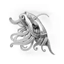 realistic cuttlefish tattoo design idea