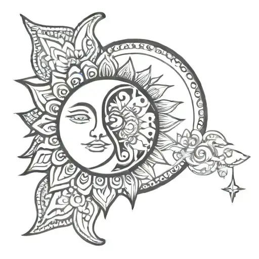 sun and moon mandala design tattoo design idea