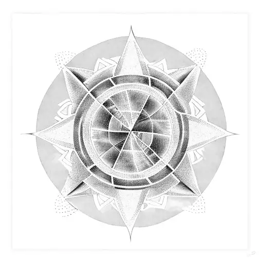 A geometric representation of the four elements (earth, air, fire, and water) intertwined in an abstract design tattoo design idea