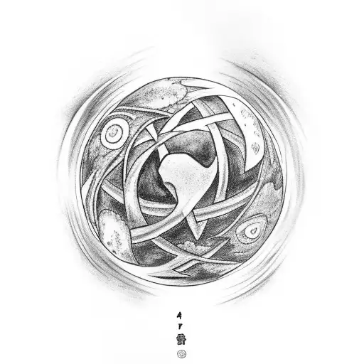 representation of the four elements (earth, air, fire, and water) intertwined tattoo design idea