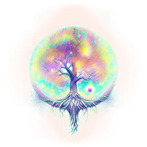Tree of Life + galaxy + witchy tattoo design idea