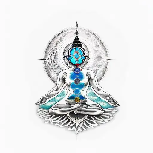 chakras + 3 moon fases tattoo design idea