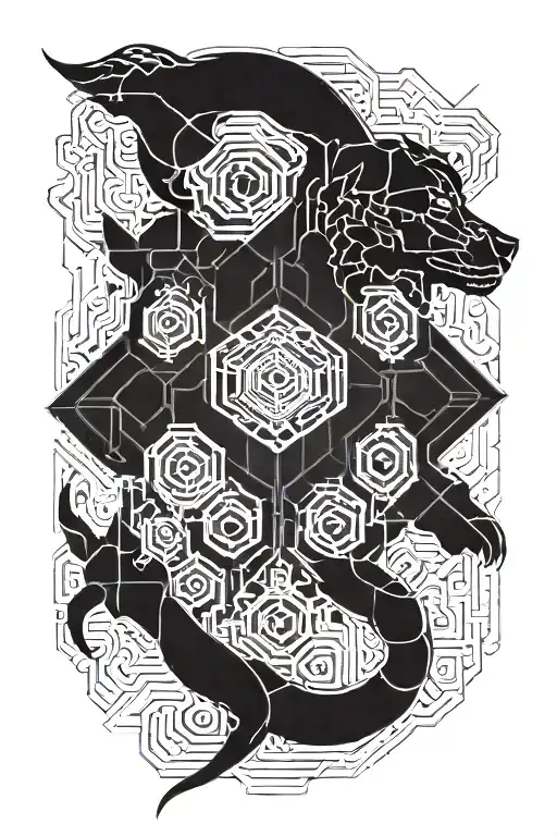 Hades god, hell dog, tattoo design idea