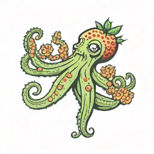 cactus  octopus hug tattoo design idea