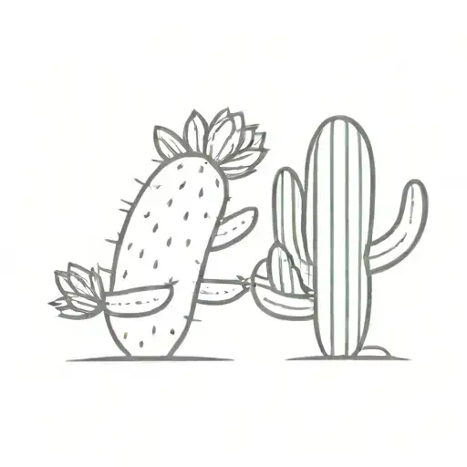 cactus and cactus hug each other tattoo design idea