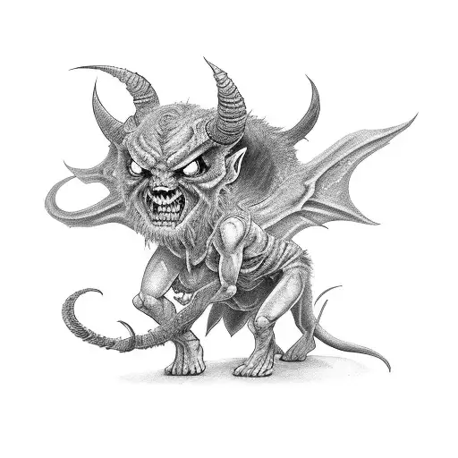 demon child carrying souls tattoo design idea