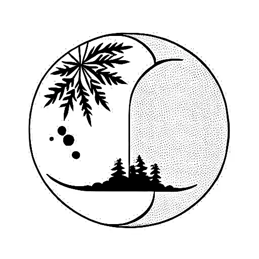 moon phases, Capricorn symbol and the Rowan tree tattoo design idea