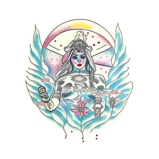 goddess moons and rowan tree tattoo design idea